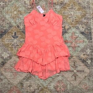 Wild Fable Coral Ruffled Floral Print Dress